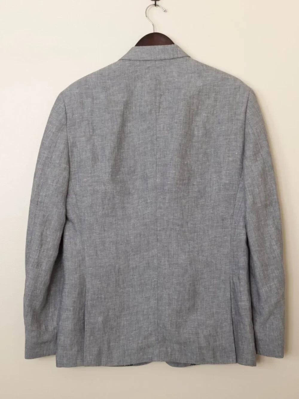 Men's Bar III Slim Fit Gray 100% Linen 2-Piece Suit Size 40R Floral Lining